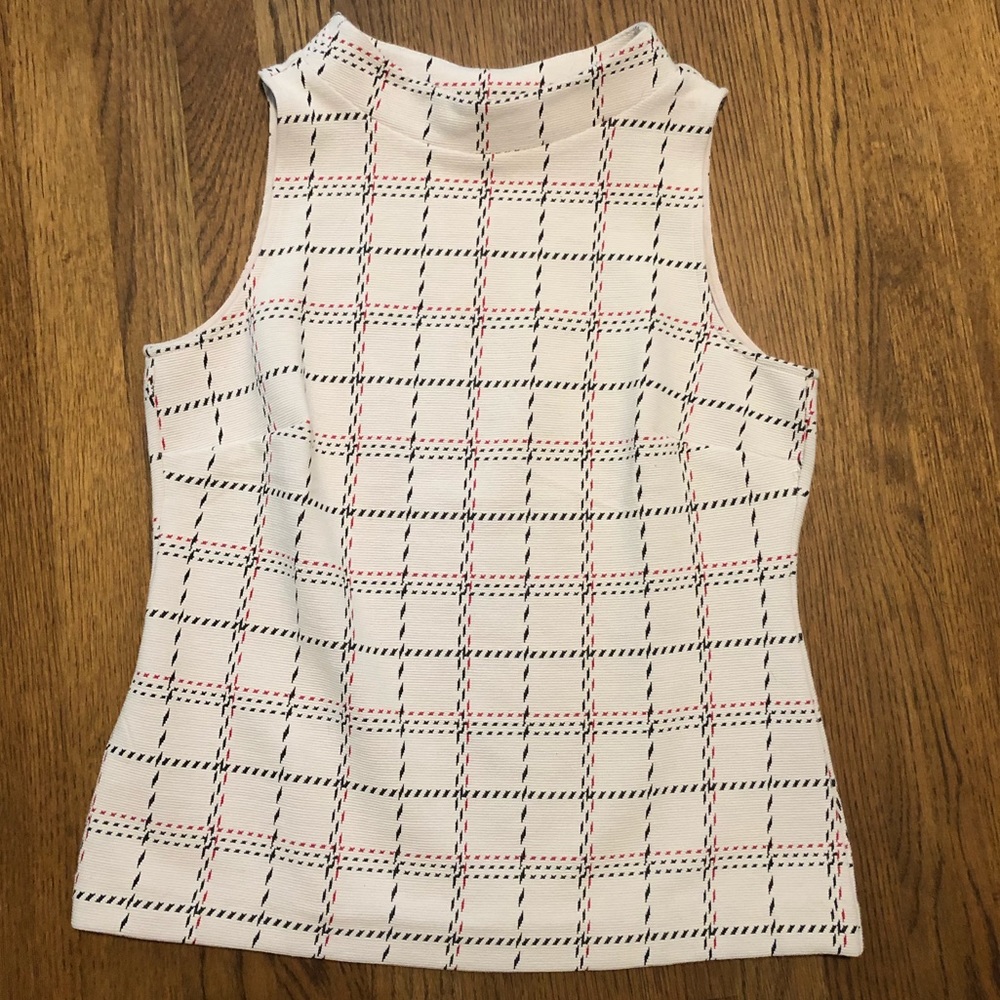 NWOT Ann Taylor Petite Plaid Mock Neck Top